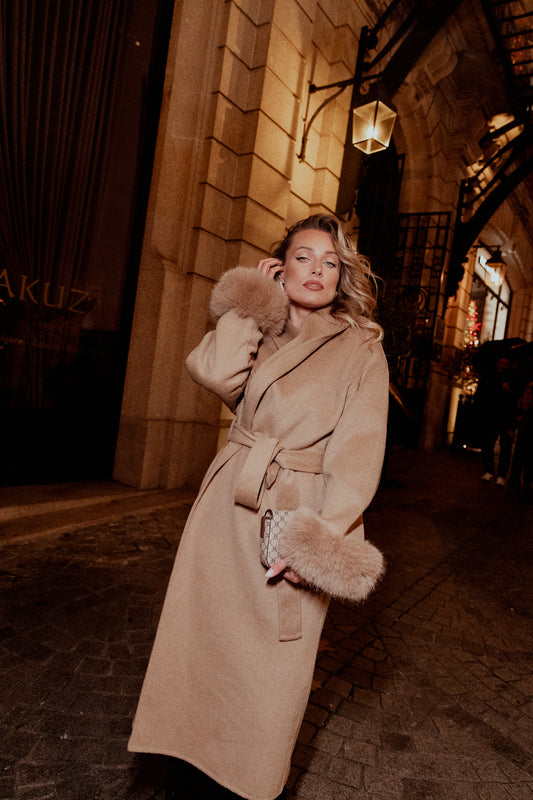 Casaco em fazenda comprido - Bege