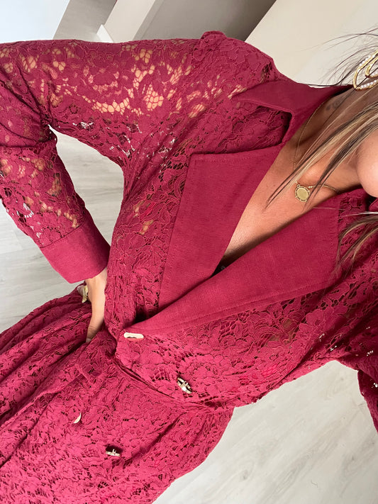 Vestido/Camiseiro renda bordeux