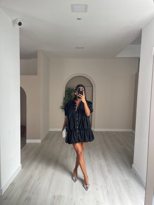 Vestido camiseiro curto - Preto