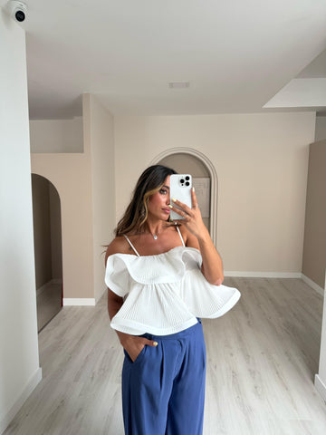 Top Folhos Texturados Lumina - Branco