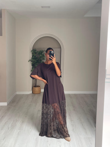 Vestido oversize Lumina - castanho