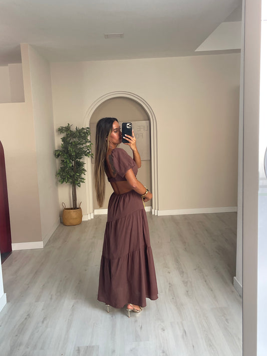 Vestido Ellie c/manga - castanho