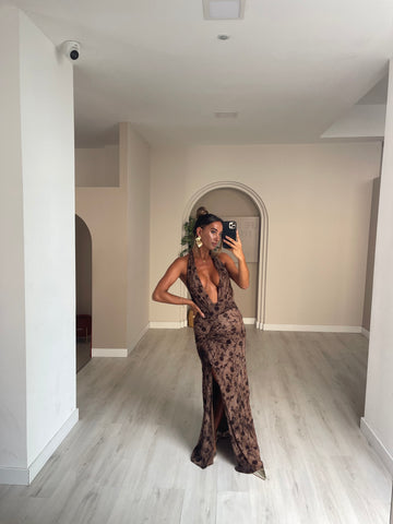 Vestido halter c/ padrão