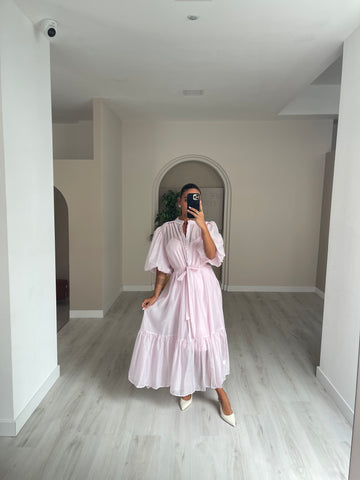 Vestido/Camiseiro c/ manga balão - rosa