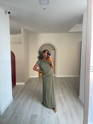 Vestido Grega - verde tropa