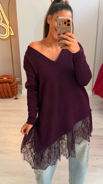 Camisola Renda - beringela