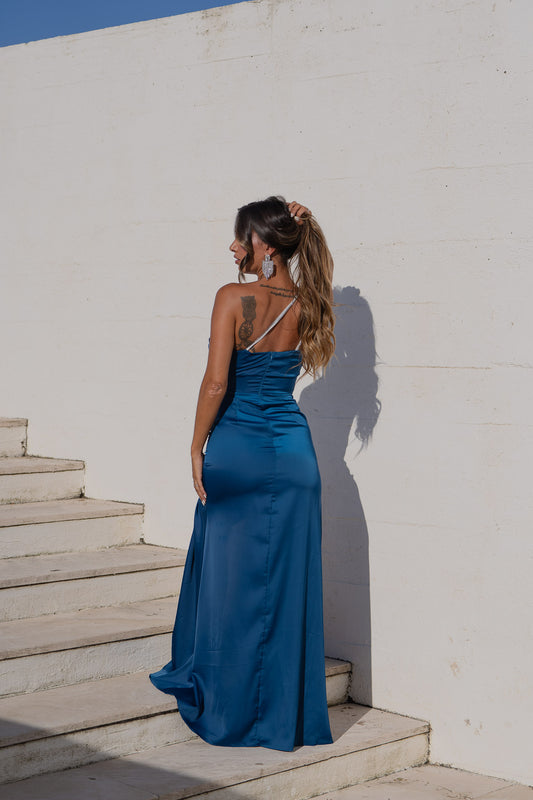 Vestido Fortaleza - azul petróleo