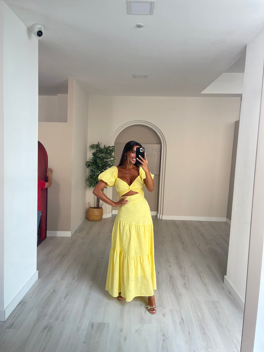 Vestido Ellie c/manga - amarelo