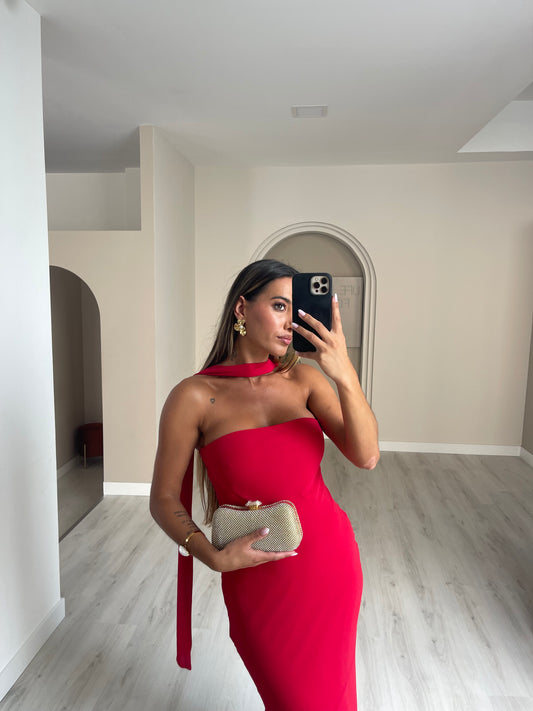 Vestido c/ echarpe - Vermelho