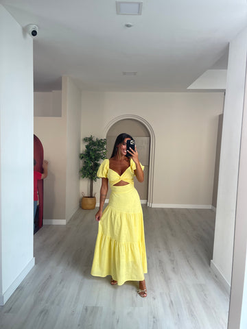 Vestido Ellie c/manga - amarelo