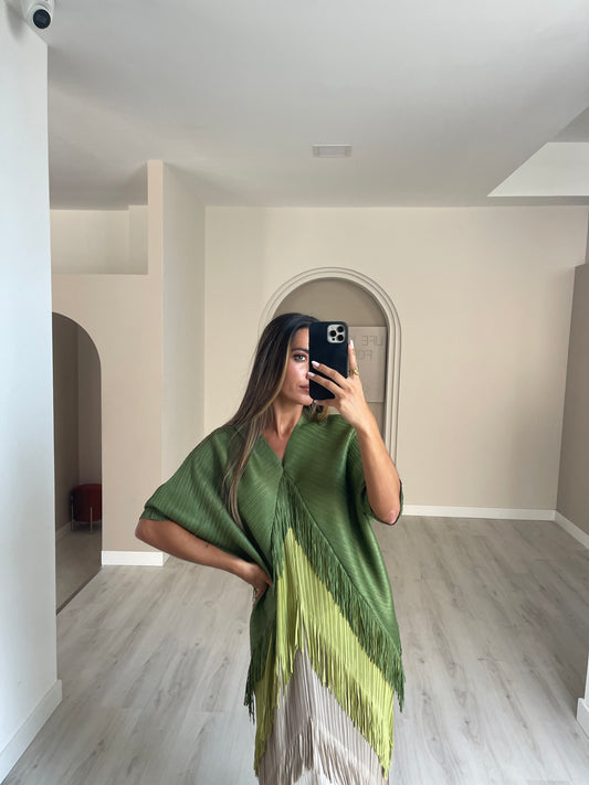 Vestido franjas tripa - Tons Verde