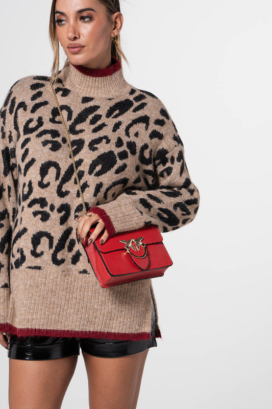 Camisolão leopardo c/ pormenor Bordeaux