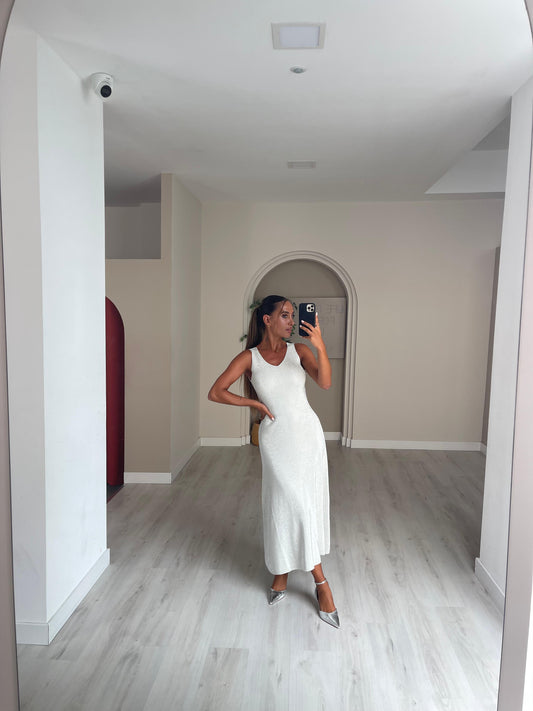 Vestido de malha com brilho - branco
