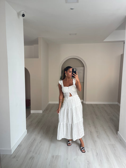 Conjunto top + saia - branco