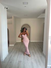 Vestido renda comprido- Rosa bebé