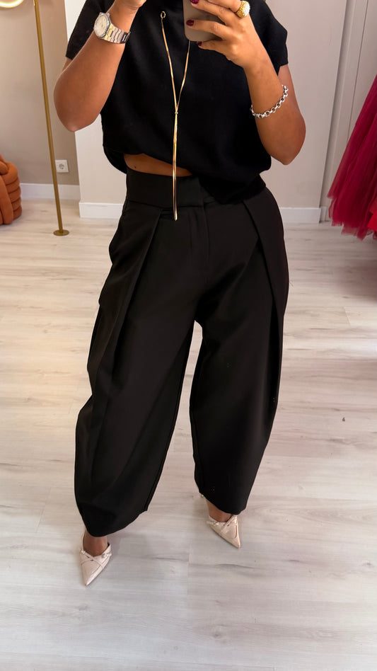 Calça de cintura subida barrel - preto