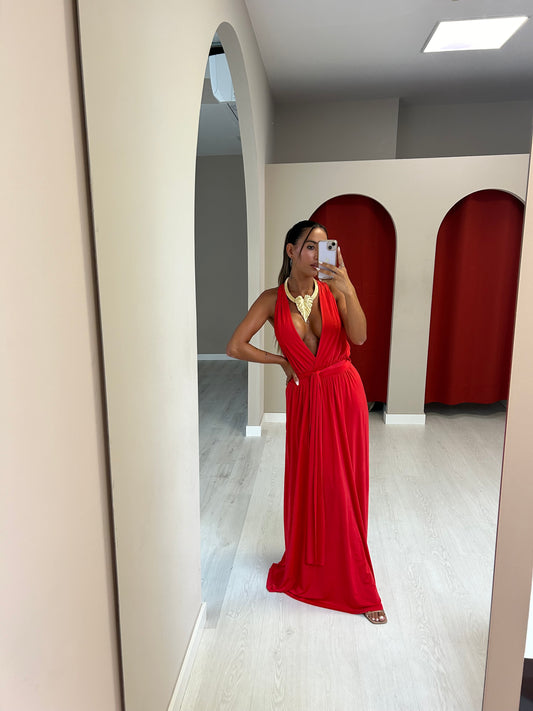 Vestido malha de seda - vermelho