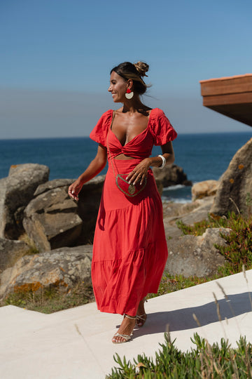 Vestido Ellie c/manga - vermelho