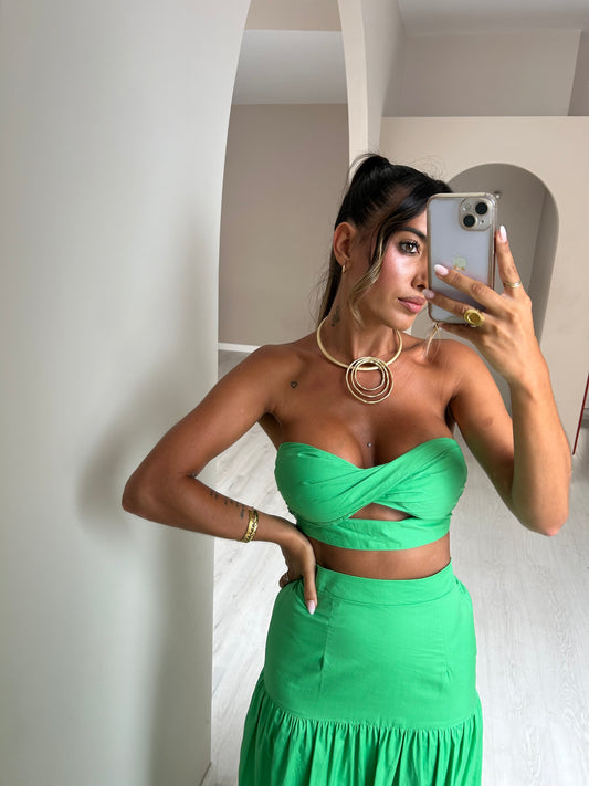 Conjunto top + saia - Verde