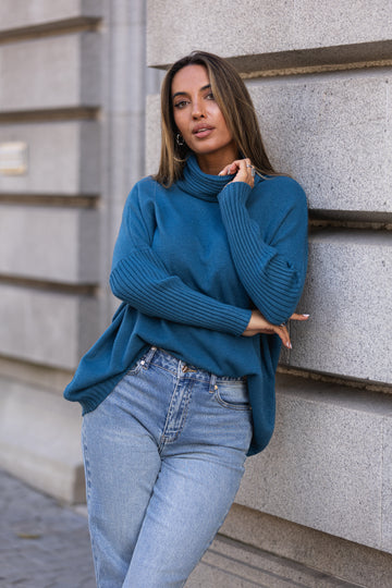 Camisola oversize - azul petroleo