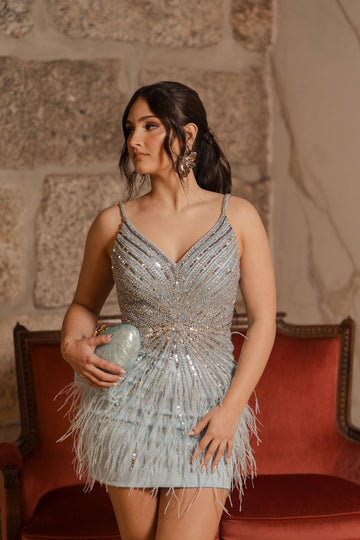 Vestido Cuba versão curta - Azul Bebé