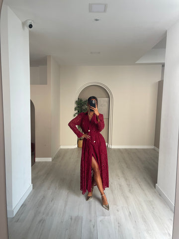 Vestido/Camiseiro renda bordeux