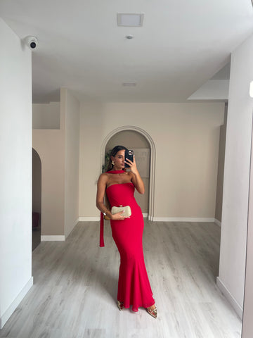 Vestido c/ echarpe - Vermelho