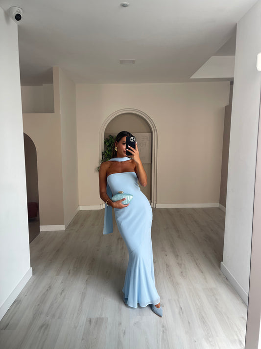 Vestido c/ echarpe - Azul bebé