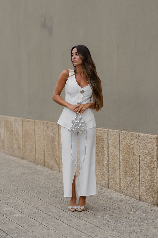 Conjunto calça + colete branco