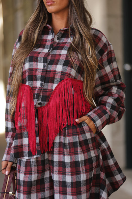Camisa c/ xadrez e franjas
