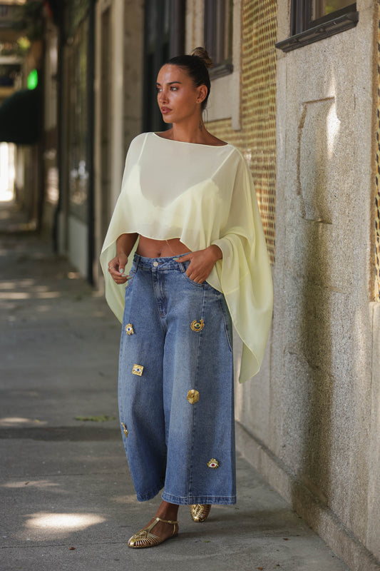 Bermudas de ganga c/ aplicações douradas