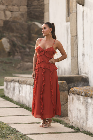 Vestido Narciso - Tijolo