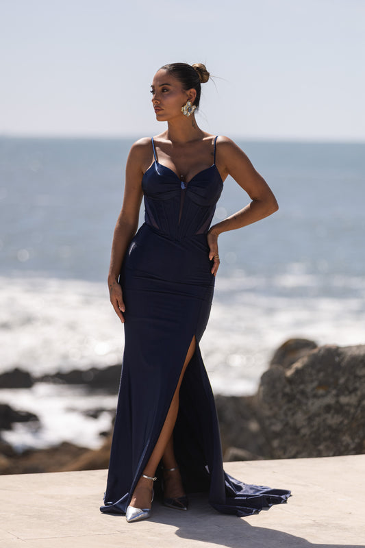 Vestido Sardenha - azul Marinho