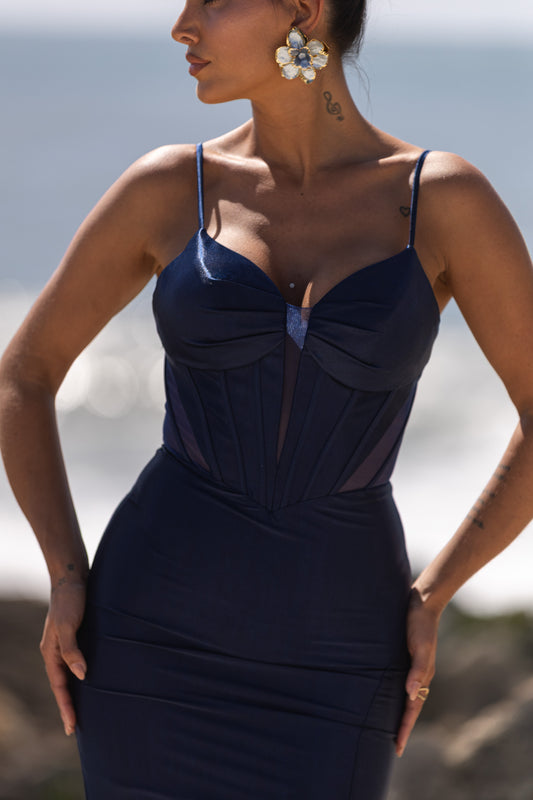 Vestido Sardenha - azul Marinho