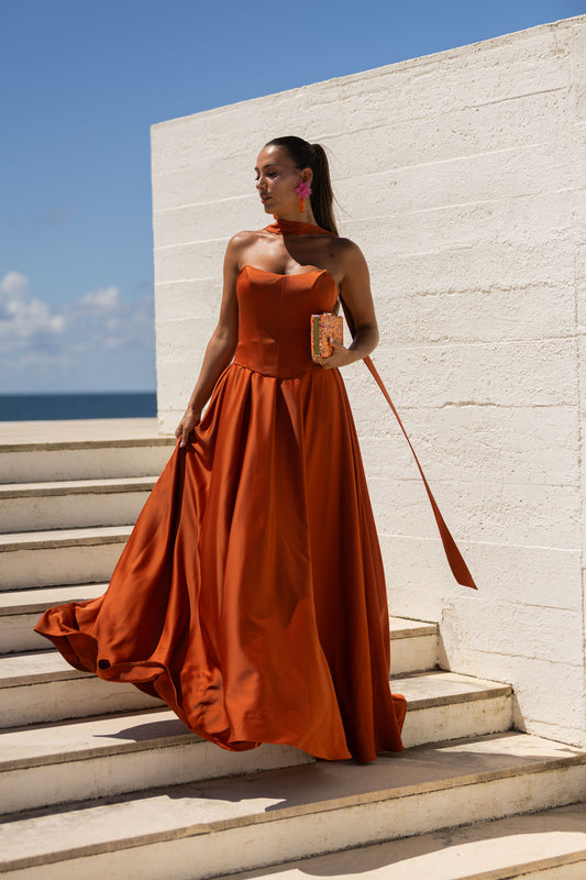 Vestido Vietname - Tijolo