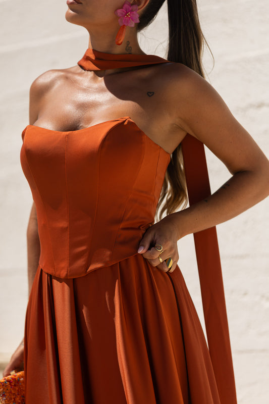 Vestido Vietname - Tijolo