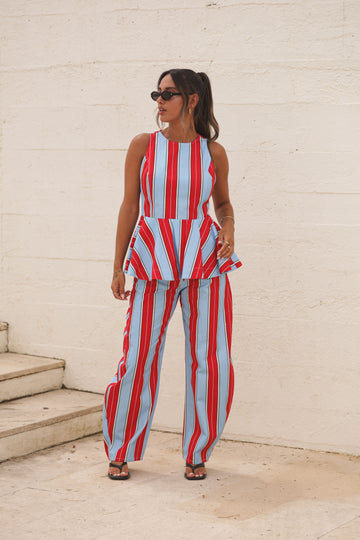Conjunto Aragão - Azul c/ vermelho
