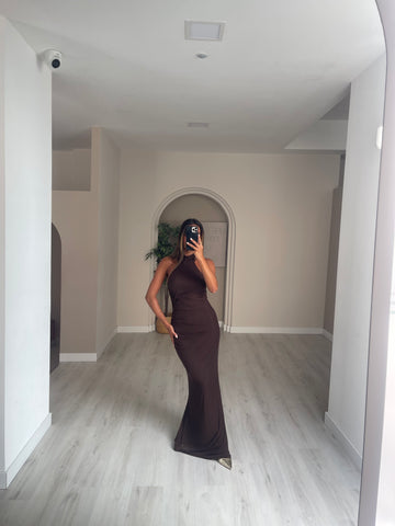 Vestido Halter - castanho