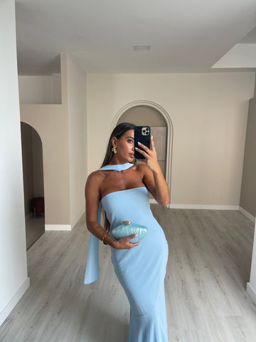 Vestido c/ echarpe - Azul bebé