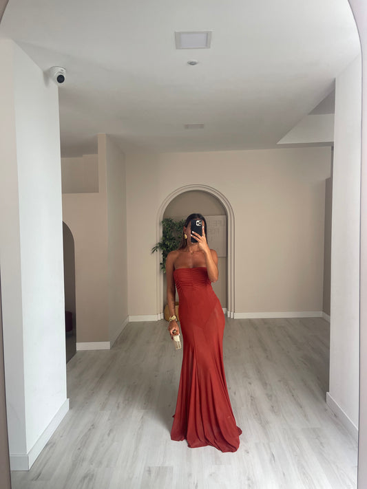 Vestido c/ Body incorporado - tijolo