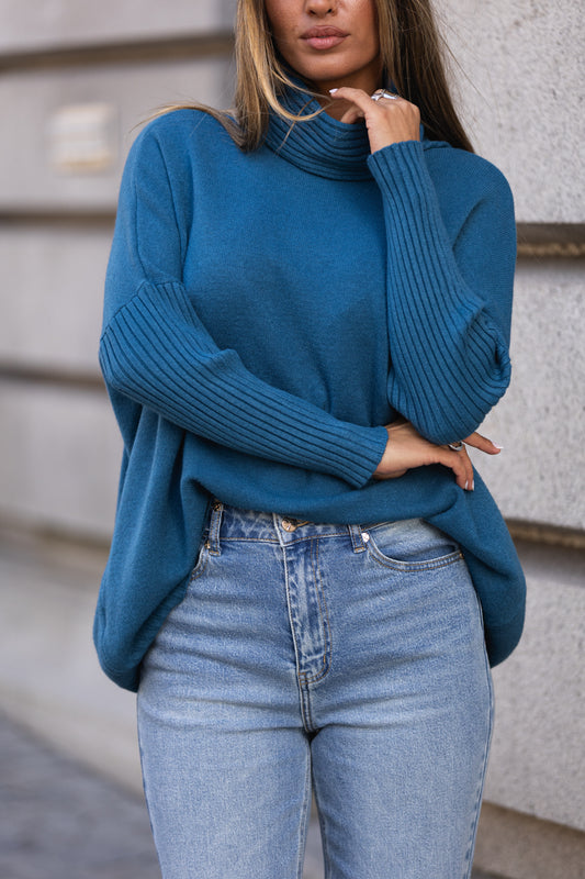 Camisola oversize - azul petroleo