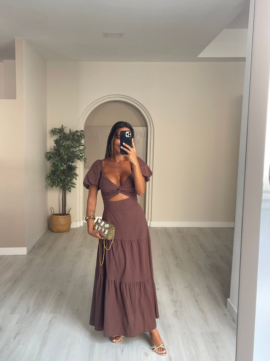 Vestido Ellie c/manga - castanho