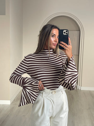 Camisola Nancy - castanho c/ bege