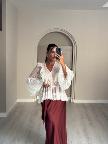 Blusa Transparente Saiph - Bege