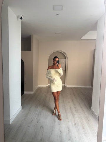 Vestido Celine curto - amarelo manteiga
