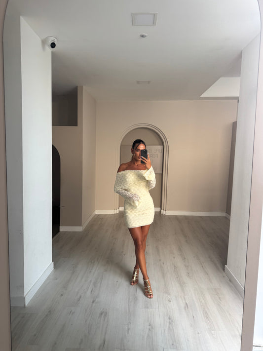 Vestido Celine curto - amarelo manteiga