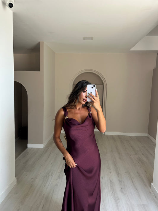 Vestido Amália - Bordeux