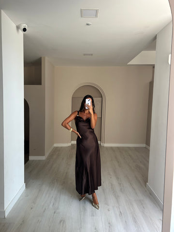 Vestido Amália - Castanho