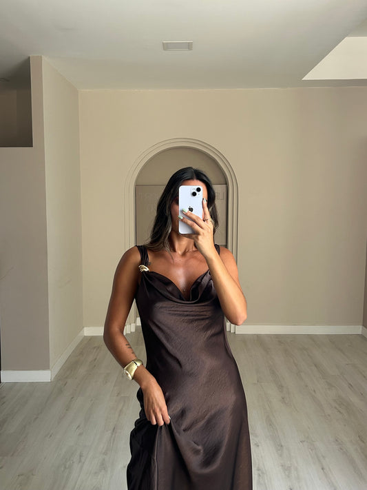 Vestido Amália - Castanho