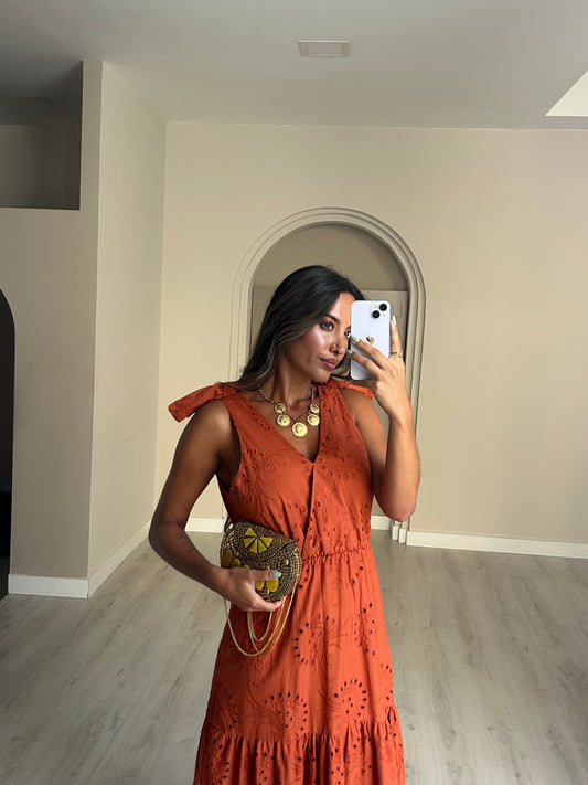 Vestido Constança - Tijolo